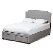 Baxton Studio Aubrianne Modern and Contemporary Grey Fabric Upholstered Queen Storage Bed